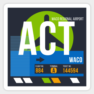 Waco (ACT) Airport // Retro Sunset Baggage Tag Sticker